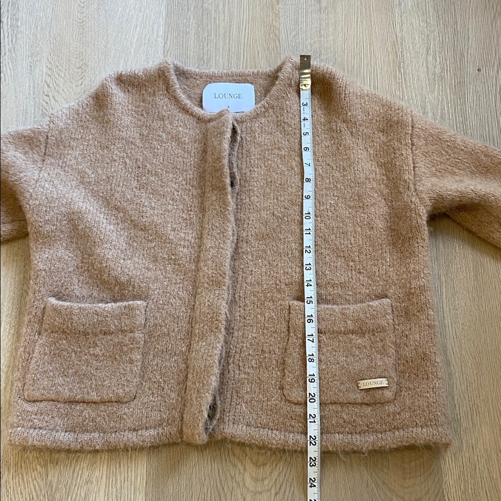 Lounge Apparel Alpaca Blend Cropped Jacket Beige Cardigan Coat - Picture 9 of 10